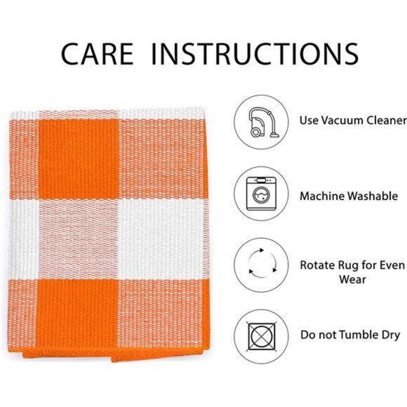 Fall Buffalo Plaid Check Rug Outdoor Doormat 27.5 x 43 Inches Washable - Picture 5 of 7